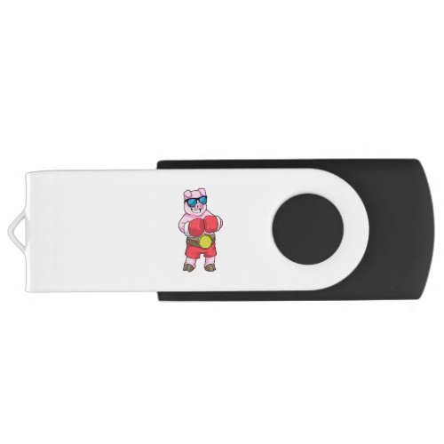 Pig as Boxer with Boxing gloves Flash Drive