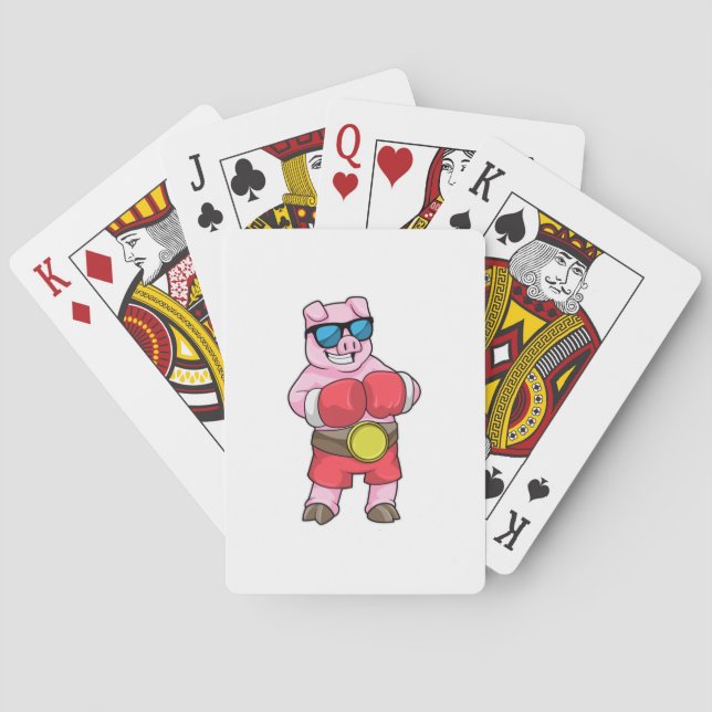 Pig as Boxer with Boxing gloves Poker Cards (Back)