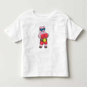 Pig as Boxer with Boxing gloves Toddler T-shirt