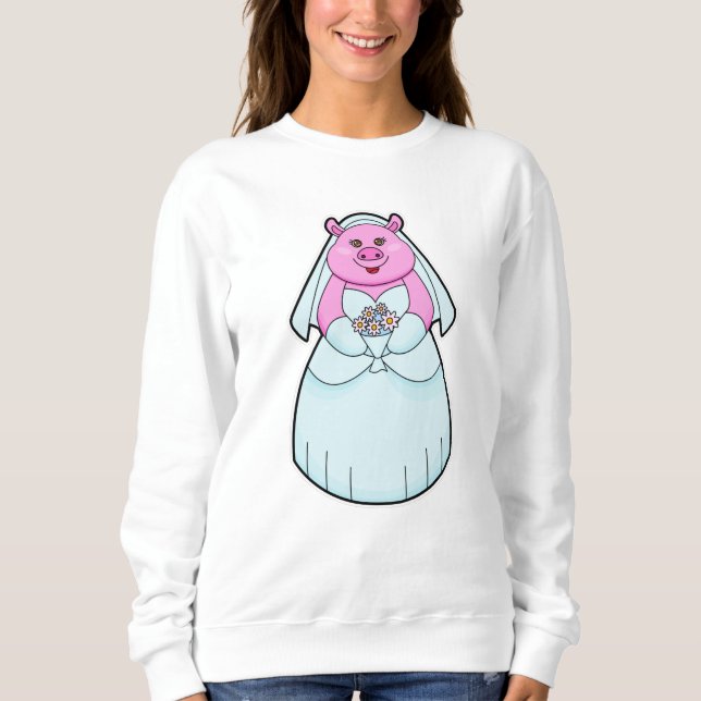 Pig as Bride with Veil Sweatshirt (Front)