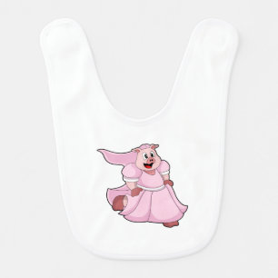 Pig as Bride with Wedding dress Baby Bib