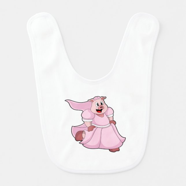 Pig as Bride with Wedding dress Baby Bib (Front)