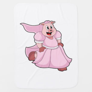 Pig as Bride with Wedding dress Baby Blanket