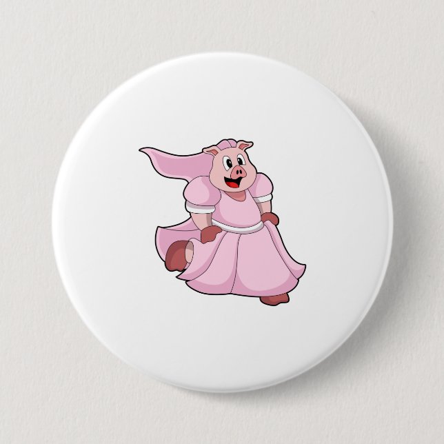 Pig as Bride with Wedding dress Button (Front)