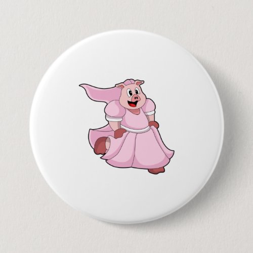 Pig as Bride with Wedding dress Button