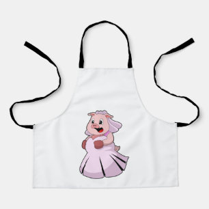 Pig as Bride with Wedding dress.PNG Apron