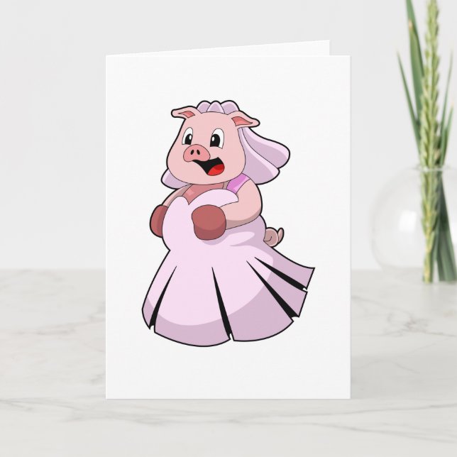 Pig as Bride with Wedding dress.PNG Card (Front)