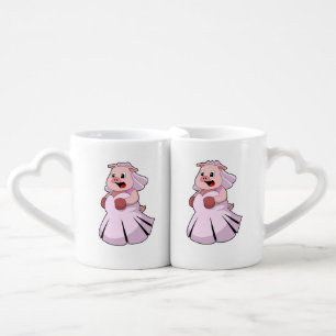 Pig as Bride with Wedding dress.PNG Coffee Mug Set