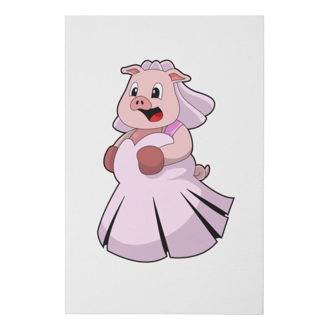 Pig as Bride with Wedding dress.PNG Faux Canvas Print (Front)