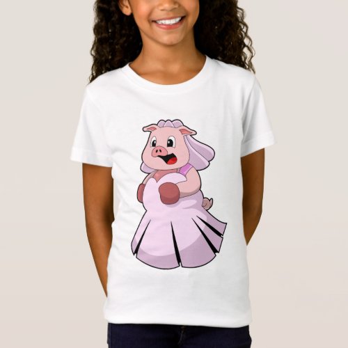 Pig as Bride with Wedding dressPNG T_Shirt