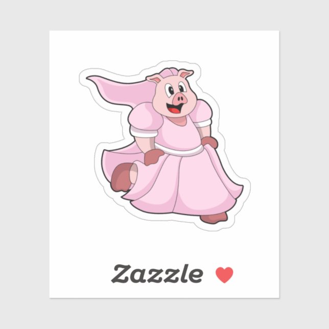 Pig as Bride with Wedding dress Sticker (Sheet)