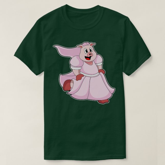 Pig as Bride with Wedding dress T-Shirt (Design Front)