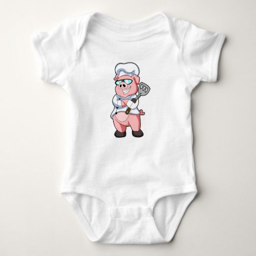 Pig as Chef with Cooking apron Baby Bodysuit