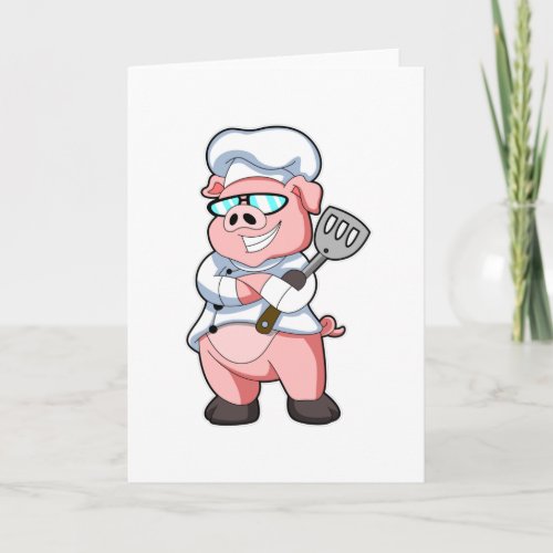 Pig as Chef with Cooking apron Card