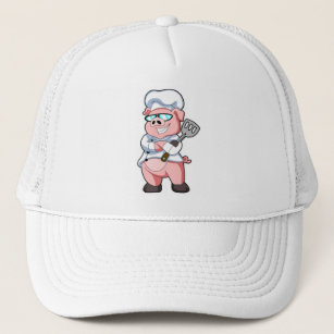 Pig as Chef with Cooking apron Trucker Hat