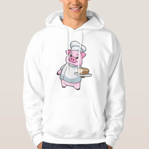 Pig as Chef with Platter  Cake Hoodie