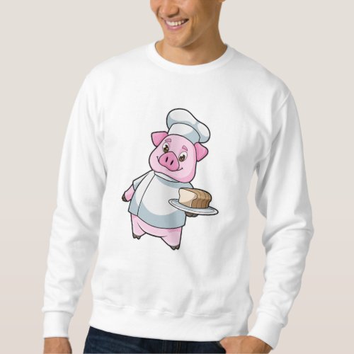Pig as Chef with Platter  Cake Sweatshirt
