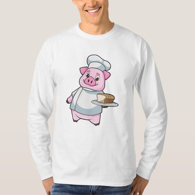 Pig as Chef with Platter & Cake T-Shirt (Front)