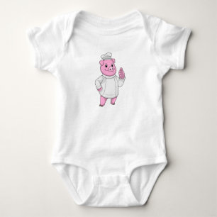 Pig as Cook with Chef hat Baby Bodysuit
