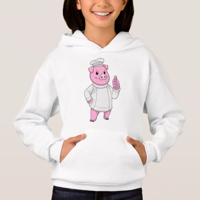 Pig as Cook with Chef hat Hoodie (Front)
