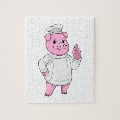 Pig as Cook with Chef hat Jigsaw Puzzle