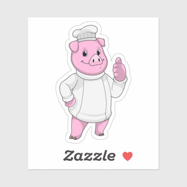 Pig as Cook with Chef hat Sticker (Sheet)