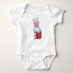 Pig as Cook with Cooking pot Baby Bodysuit