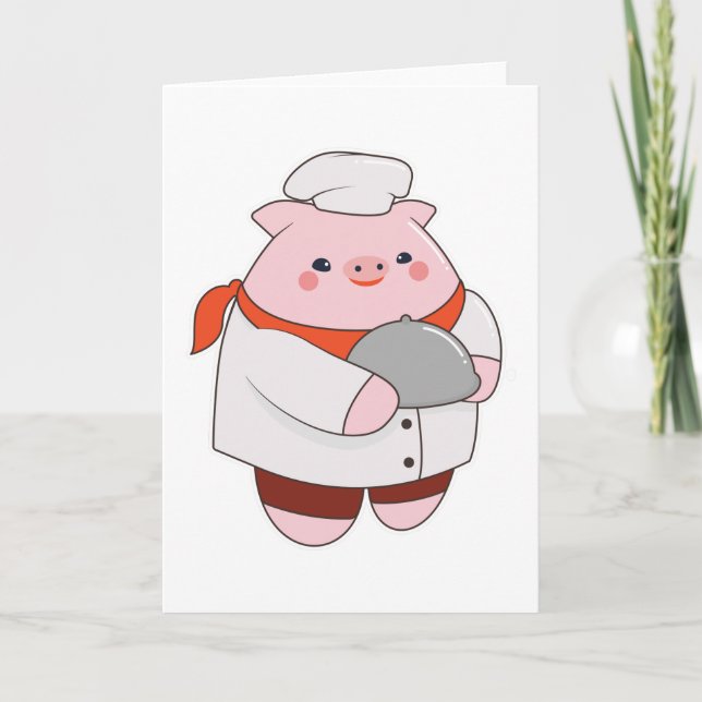 Pig as Cook with Platter Card (Front)