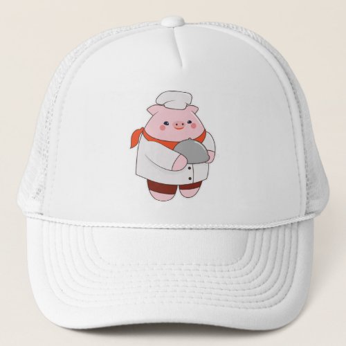Pig as Cook with Platter Trucker Hat