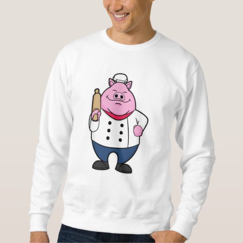 Pig as Cook with Rolling pin Sweatshirt