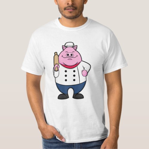 Pig as Cook with Rolling pin T_Shirt