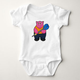 Pig as Dart player with Darts Baby Bodysuit