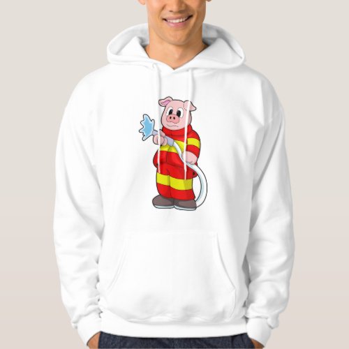 Pig as Firefighter with Hose Hoodie