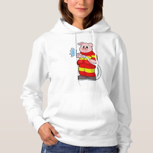 Pig as Firefighter with Hose Hoodie