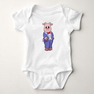 Pig as Groom with Suit Baby Bodysuit