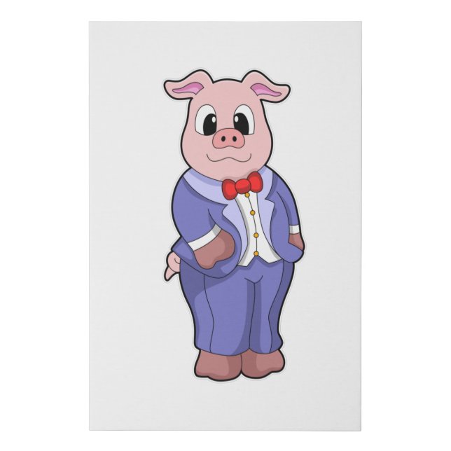 Pig as Groom with Suit Faux Canvas Print (Front)