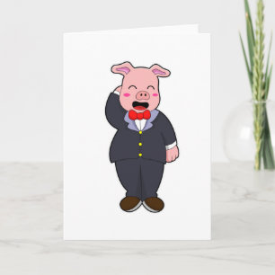 Pig as Groom with Suit & Tie Card