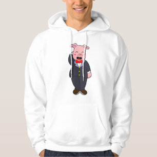 Pig as Groom with Suit & Tie Hoodie