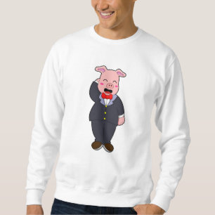 Pig as Groom with Suit & Tie Sweatshirt
