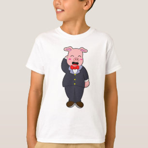 Pig as Groom with Suit & Tie T-Shirt