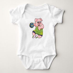 Pig as Handball player with Handball Baby Bodysuit