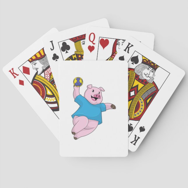 Pig as Handball player with Handball Poker Cards (Back)