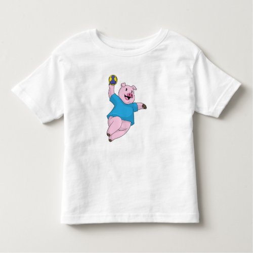 Pig as Handball player with Handball Toddler T_shirt
