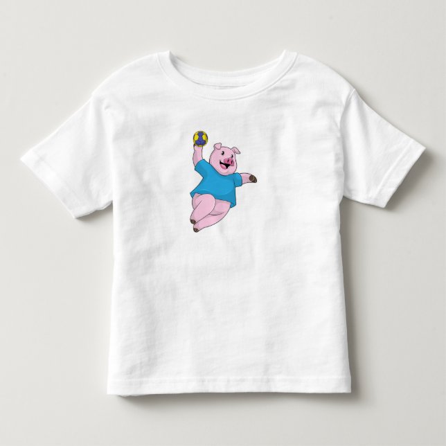 Pig as Handball player with Handball Toddler T-shirt (Front)