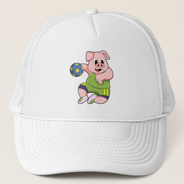 Pig as Handball player with Handball Trucker Hat (Front)