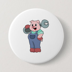 Pig as Mechanic with Wrench Button