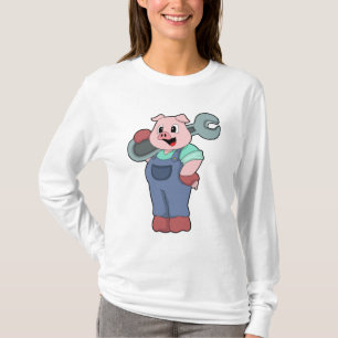 Pig as Mechanic with Wrench T-Shirt