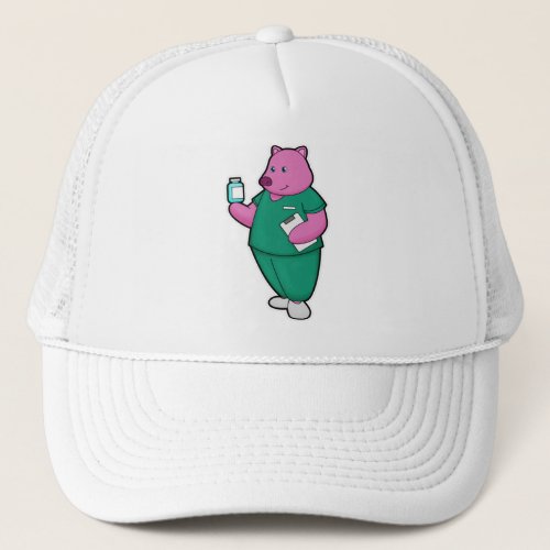 Pig as Nurse with Medicine Trucker Hat