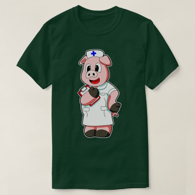 Pig as Nurse with Smock T-Shirt (Design Front)