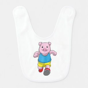 Pig as Runner at Running Baby Bib
